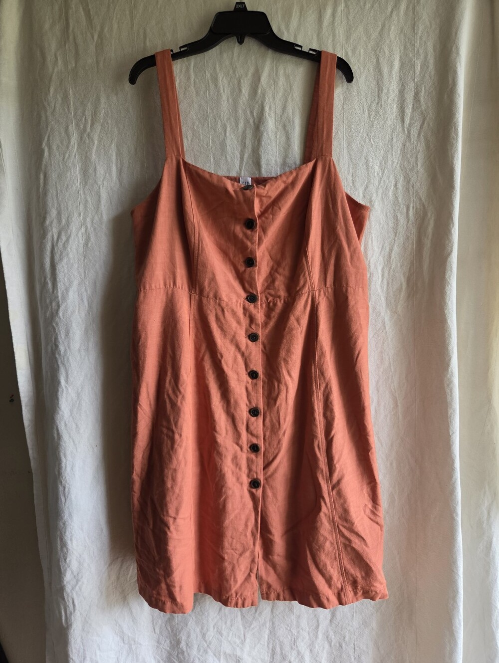 GAP Coral Linen Cotton Midi Sundress Square Neck Womens Size 20 Quiet Luxury